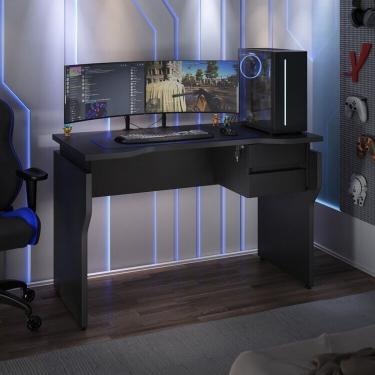 Imagem de Escrivaninha Gamer Com 6 Opções De Altura Com Gaveteiro Suspenso Preto