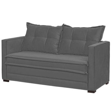 Imagem de Sofá Cama Casal Articulável 2 Lugares Londres Suede Cinza Escuro - D'monegatto