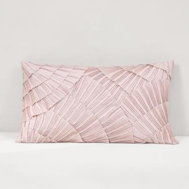 Imagem de Lush Decor Eira Capa de almofada decorativa individual 35,56 cm L x 61 cm C rosa empoeirado - 35,5 x 61 cm - Almofadas texturizadas rosa para cama, sofá ou cadeira - Decoração de casa de luxo