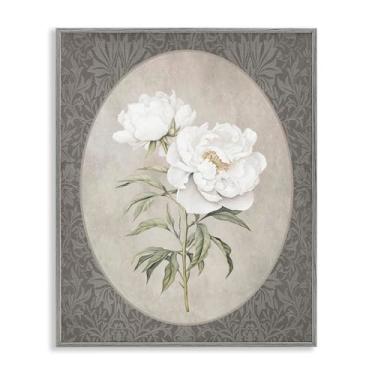 Imagem de Stupell Industries Duo de rosa branca em padrão oval cinza emoldurado Giclée Design de arte por Lettered and Lined, 24 x 30