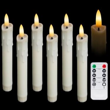 Imagem de West Ivory Velas curtas de LED de 17 cm – Gótico Antigo Sem Chama com Chama Cintilante, Serve para Menorás, Candelabros e Lustres, Operado por Pilha, Controle Remoto (pacote com 6, Marfim)