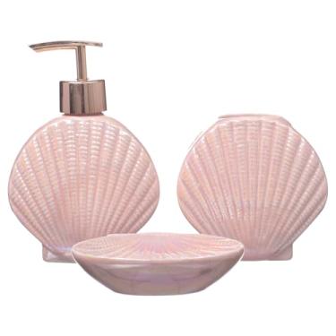 Imagem de Kit Banheiro Lavabo Porta Sabonete Líquido/Fundo Do Mar 01 (Rosa)