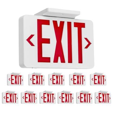 Imagem de GRUENLICH Placa De Saída Led Gruenlich, Luz Emergência Com Dupla Face E Bateria Reserva, Qualificação Ul 924, Ca 120/277 V, Luzes Letras Vermelhas Fiação Padrão Dos Eua Para Empresas, Pacote 12 Unid