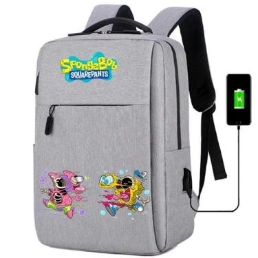 Imagem de Mochila Escolar Infantil com USB Estampa Esponja Divertida Amarela par