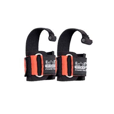 Imagem de Alças de passador de elevação de neoprene acolchoadas envoltórios de pulso powerlifting de peso treinamento ginásio alças suporte de pulso bandagem conjunto de 2 alternativas para ganchos (laranja)