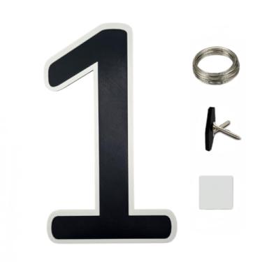 Imagem de Números - Conexão de torção, fácil instalação, fio de suspensão embutido e ferramenta de torção incluídos, feito para cerca, perfeito para negócios, casa, endereços, propriedade, PET 3D, preto, branco