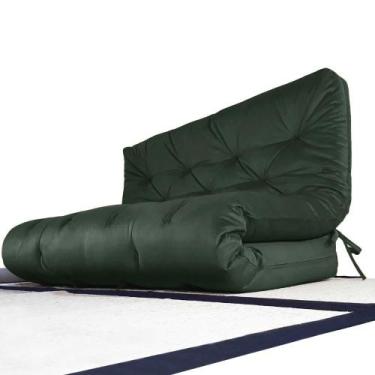 Imagem de Colchão Futon Casal Dobrável Sofa Cama Verde Militar - R9 Design Futon