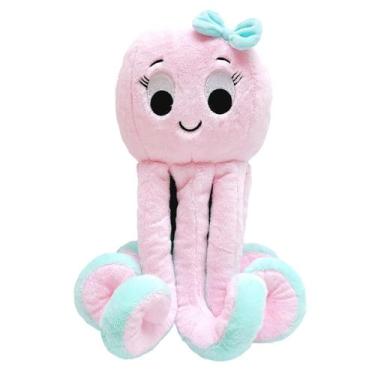 Imagem de Polvo Lili Pelúcia Rosa Tentáculos Fofinho Macio Aconchegante Fofo Pel