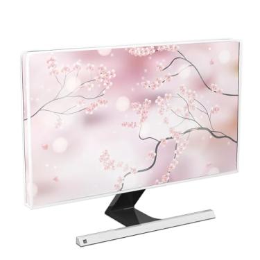 Imagem de Baocicco Capa de monitor de computador à prova d'água flor de cerejeira 22, 23, 24, 25 polegadas aquarela floral japonesa flores chinesas acessórios para monitor laptop TV tela LCD monitor decoração