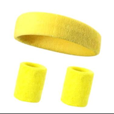 Imagem de Kit de Faixa de Cabeça + 2 Munhequeiras Atoalhadas DIVERSAS CORES - N/