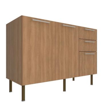 Imagem de Balcão 120cm com 2 Portas, 3 Gavetas e Divisor de Talheres Cz3100 Freijó