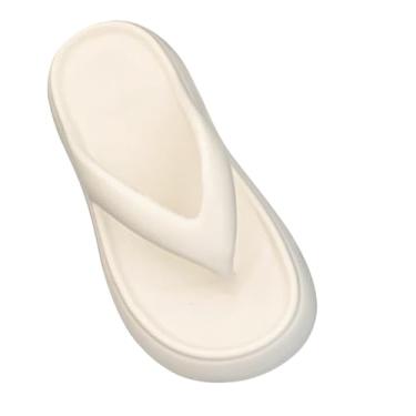 Imagem de Harssidanzar Chinelo feminino plataforma EVA, salto de 6 cm, sola grossa, sandália tanga moderna para uso diário e praia HL228US, Branco, 7-8