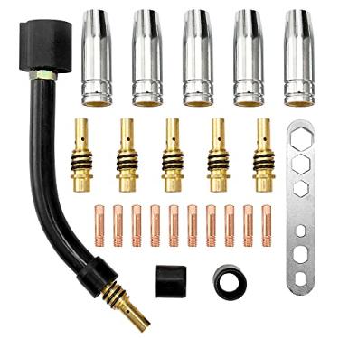 Imagem de Chusui 24 pçs/conjunto 15AK tocha eletrodo consumível protetor copo link haste dicas pescoço de ganso curvatura para máquina de solda mig QL