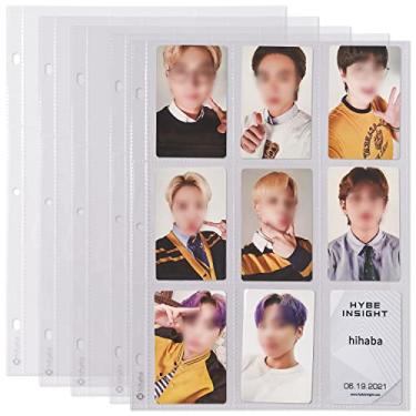 Imagem de hihaba 9 bolsos (6,6 x 9,4 cm) (10 folhas) de bolso transparente, páginas de refil de álbum de fotos para cartões fotográficos Kpop, beisebol, cartões colecionáveis, cabe em fichário com 3 anéis