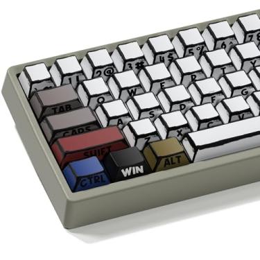 Imagem de Teclas PBT retrô XVX, conjunto de teclas impressas laterais com perfil cereja, teclas de teclado grafite de sublimação de tinta adequadas para teclado mecânico 60% 65% 75% 80% 100% MX Switches