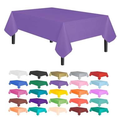 Imagem de Toalha de mesa Allgala de plástico premium com 12 unidades, peso médio, descartável, Roxa, 6PK 54"x108"
