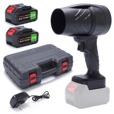 Imagem de Soprador de folhas sem fio 21V, secador de cabelo elétrico portátil com 30.000 RPM, equipado com 2 baterias, carregador e proteção