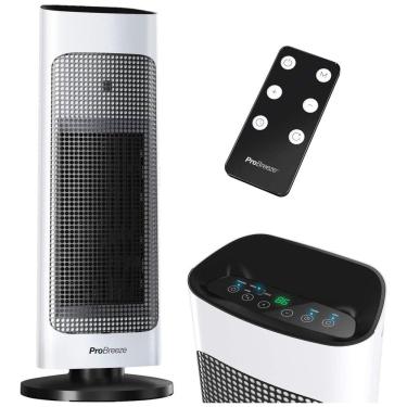 Imagem de Aquecedor Elétrico Torre Display LED 1500W Controle Remoto, 110v, PRO BREEZE, Branco