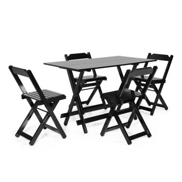Imagem de Conjunto Dobrável 120 X 70 Com 4 Cadeiras Preto - M.b Móveis