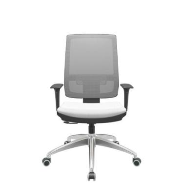 Imagem de Cadeira Office Brizza Tela Cinza Assento Aero Branco RelaxPlax Base Al