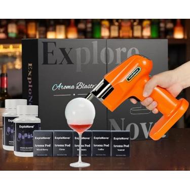 Imagem de Pistola de fumaça para coquetel com 5 cápsulas aromáticas de sabor (10 ml) e bolhas comestíveis (250 ml), kit para fumar e fumar, decoração de bebidas para bar para uso doméstico, presente para barman
