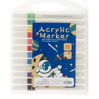 Imagem de Kit 12 Canetas Acrílicas para Pintura, Marcadores Acrílicos de Tinta Permanente Canetinha Posca para Madeira Tecido Tela Pedra Vidro Cerâmicas Desenho Artístico
