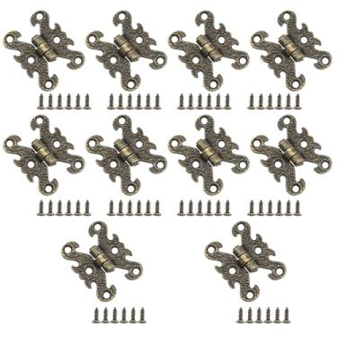 Imagem de Zangc Mini dobradiças antigas em forma de H mini ferragens dobráveis decorativas para caixas de joias, caixas e armários de madeira vintage, caixas de ferramentas DIY e atualizações de decoração de