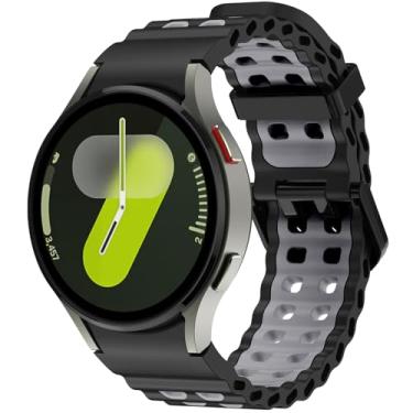 Imagem de Pulseiras de silicone marinho compatíveis com Samsung Galaxy Watch Ultra 7 6 5 4 FE de 47 mm, 40 mm, 44 mm, 5 Pro 6, pulseira respirável, esportiva sem lacunas, compatível com Samsung Watch Ultra de