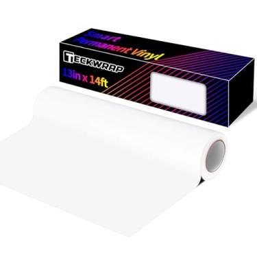 Imagem de TECKWRAP Vinil permanente inteligente, (33 cm x 4,3 m) - Vinil adesivo para artesanato - Corte sem tapete e fácil de aplicar para projetos de decalque DIY com Maker 3 / Explore 3 máquinas, branco