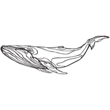 Imagem de Xedatric Decoração de parede de metal de baleia – Design moderno com tema de peixe oceano, esculturas de parede de baleia azul para casa, banheiro, sala de estar ou quarto (19,7 x 6,23 cm, preto)