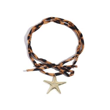 Imagem de MIFYNN Colar de cachecol com pingente para mulheres, vintage, cachecol, coração, concha, estrela-do-mar, colares de leopardo, gargantilhas, colares modernos de verão, joias boêmias, presentes para