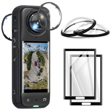 Imagem de TQLGY Protetor de lente premium e protetor de tela para acessórios Insta360 X5, protetor de lente de vidro premium Insta 360 X5 e kit de cobertura de tela de filme de vidro temperado, dureza 9H