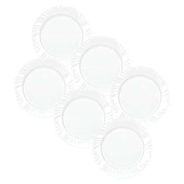 Imagem de Kit 6 Pratos Rasos Nadir Figueiredo Pétala Vidro Floral Branco 25cm