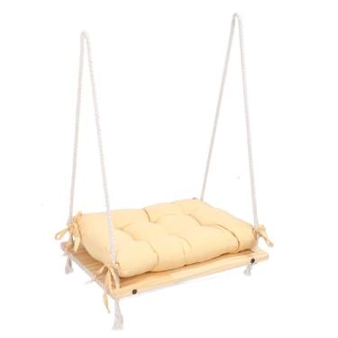 Imagem de Zerodis Cama de Rede de Janelas de Gato de Madeira, Design de Suspensão Resistente para Lounge Confortável, Economia de Espaço e Multi -funcional