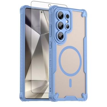 Imagem de Asuwish Capa de celular para Samsung Galaxy S25 Ultra 5G, compatível com Magsafe Magnetic, protetor de tela, capa protetora à prova de choque traseira fosca translúcida S25Ultra S 25 25Ultra 6,9