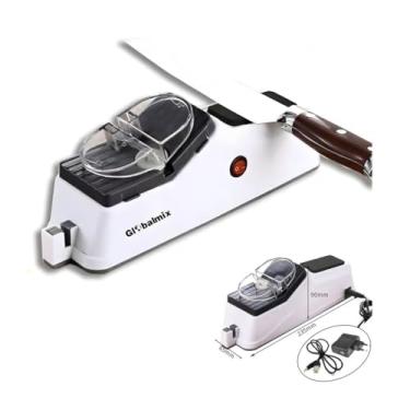 Imagem de Afiador Elétrico de Facas e Tesouras Bivolt 15W com Cabo USB + Fonte – Amolador de Faca e Tesoura, Afiação Automática, Compacto, Seguro e Eficiente