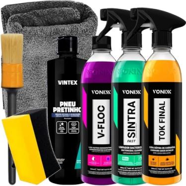 Imagem de Kit Produtos Para Limpeza Automotiva V-Floc Sintra Fast Tok Final Vonixx Pneu Pretinho Vintex Acessórios Karbox