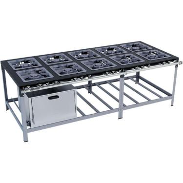 Imagem de Fogão Industrial Stori Premium 10 Bocas 40x40 Com Forno M21 Metalmaq Fogão Baixa Pressão Pintado