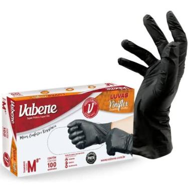 Imagem de Luva Preta Viniflex 100un M Descartável Sem Pó Vabene