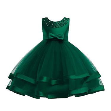 Imagem de COMISARA Vestido infantil 6M-9T para concurso de florista, vestidos formais de festa e casamento, Verde, 5-6 Anos