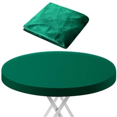 Imagem de SmoothNovelty Toalha de mesa de pôquer de veludo verde de 124 cm para Mahjong, jogos de cartas, redução de ruído, prevenção de deslizamento, toalha de mesa redonda de tecido liso para jogos de