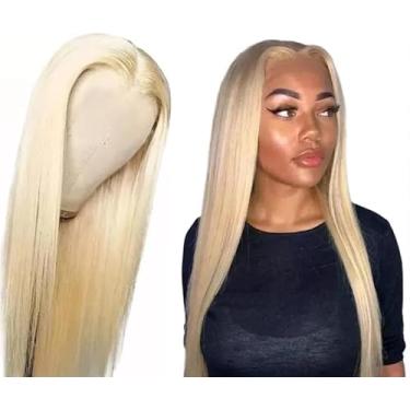 Imagem de Peruca Lace Front Liso Loiro Platinado, Cabelo Humano, 55 cm Nacional Brasileiro