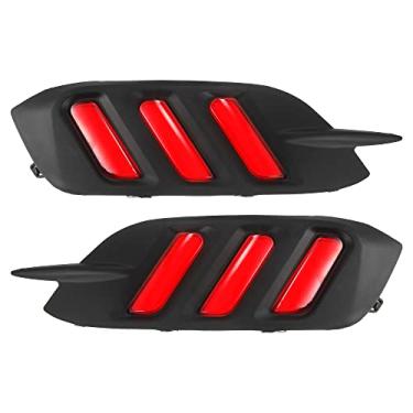 Imagem de A ABSOPRO Refletor de para-choque traseiro LED luz traseira de freio de neblina vermelha para Honda Civic Sedan 2016-2019 lente vermelha de plástico (conjunto de 2)