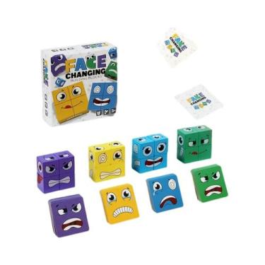 Imagem de Jogo De Expressão De Emoções Em Madeira Para Crianças Cubo De Mudança 
