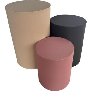 Imagem de Trio de Capa para Cilindro Para Festa Decoração de festa trio capa de cilindro Monte Sua Capa(BEGE, PRETO E ROSÊ)