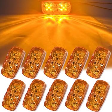Imagem de NBWDY 10 peças de luzes de reboque âmbar duplo estroboscópio bulseye + iluminação alta/baixa, freio de giro cauda corrida RV luzes laterais marcador lateral olho de tigre 12 V luz retangular para