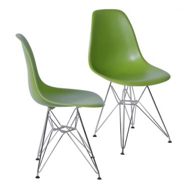 Imagem de KIT 02 CADEIRAS DKR PP VERDE BASE CROMADA