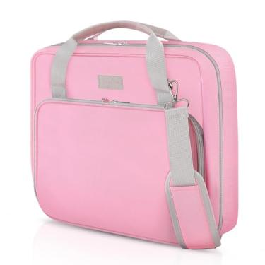 Imagem de Fichário com zíper com alça de ombro, fichário escolar resistente de 7,6 cm, rosa