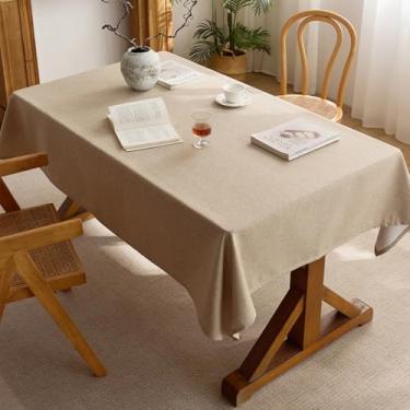 Imagem de KAIJIE Nova toalha de mesa estilo chinês, retangular, cor pura, lavável, sazonal, para decoração de festa, piquenique, jantar, 140 x 300 cm, café claro