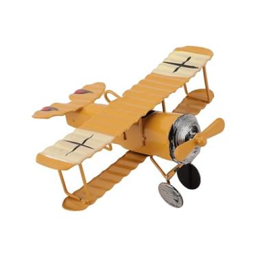 Imagem de Zhjvihx Decoração de Avião de Arte de Ferro, Estrutura de Ornamento de Avião de Uso Versátil Design Simulado para Decoração de Sala de Carro (Amarelo)